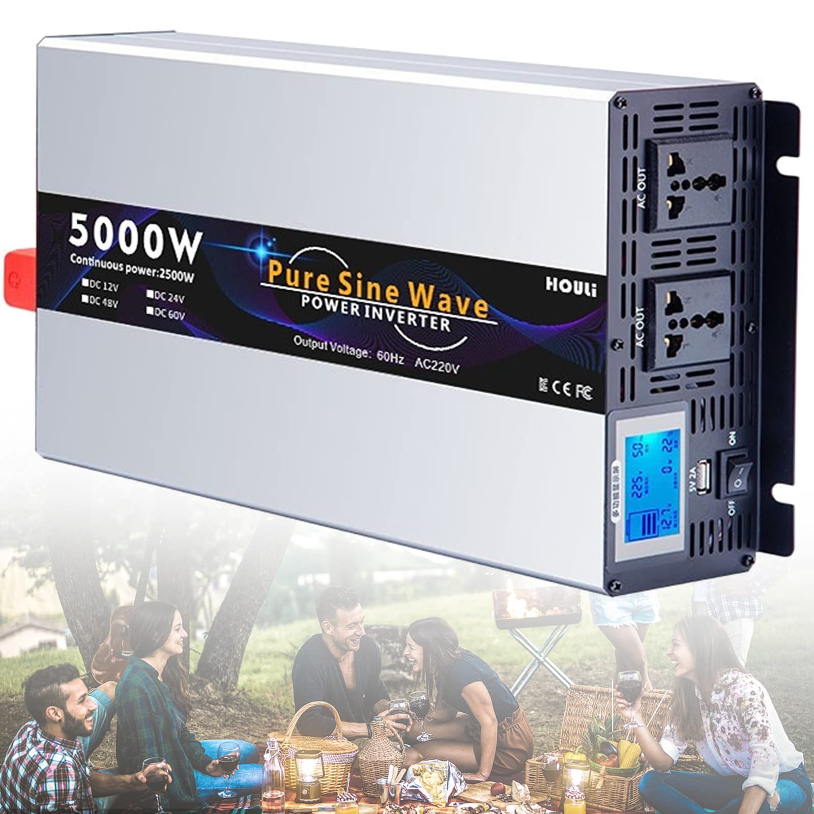 3000 W 4000 W 5000 W 6000 W 7000 W Czysta Fala Sinusoidalna Falownik Mocy 12 V 24 V 48 V 60 V 72 V DC do 110 V 220 V AC Konwerter Napięcia Z Wyświetlaczem LCD, Do Domu RV Ciężarówka Samochód Kemping