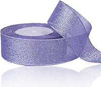 Vista 11 de Cinta negra y plateada con purpurina de 1 pulgada x 25 yardas, cintas de tela metálica brillante, cinta negra brillante para envolver regalos