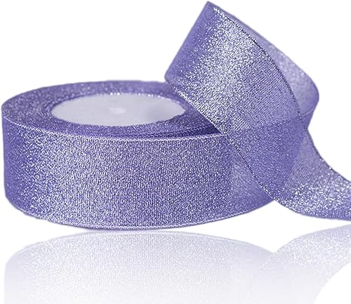 Miniatura 11 de Cinta negra y plateada con purpurina de 1 pulgada x 25 yardas, cintas de tela metálica brillante, cinta negra brillante para envolver regalos