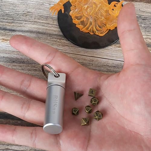 DND - Juego de dados pequeños de metal en miniatura con estuche para llavero EDC, pequeños, pequeños, portátiles, accesorios perfectos, herramientas
