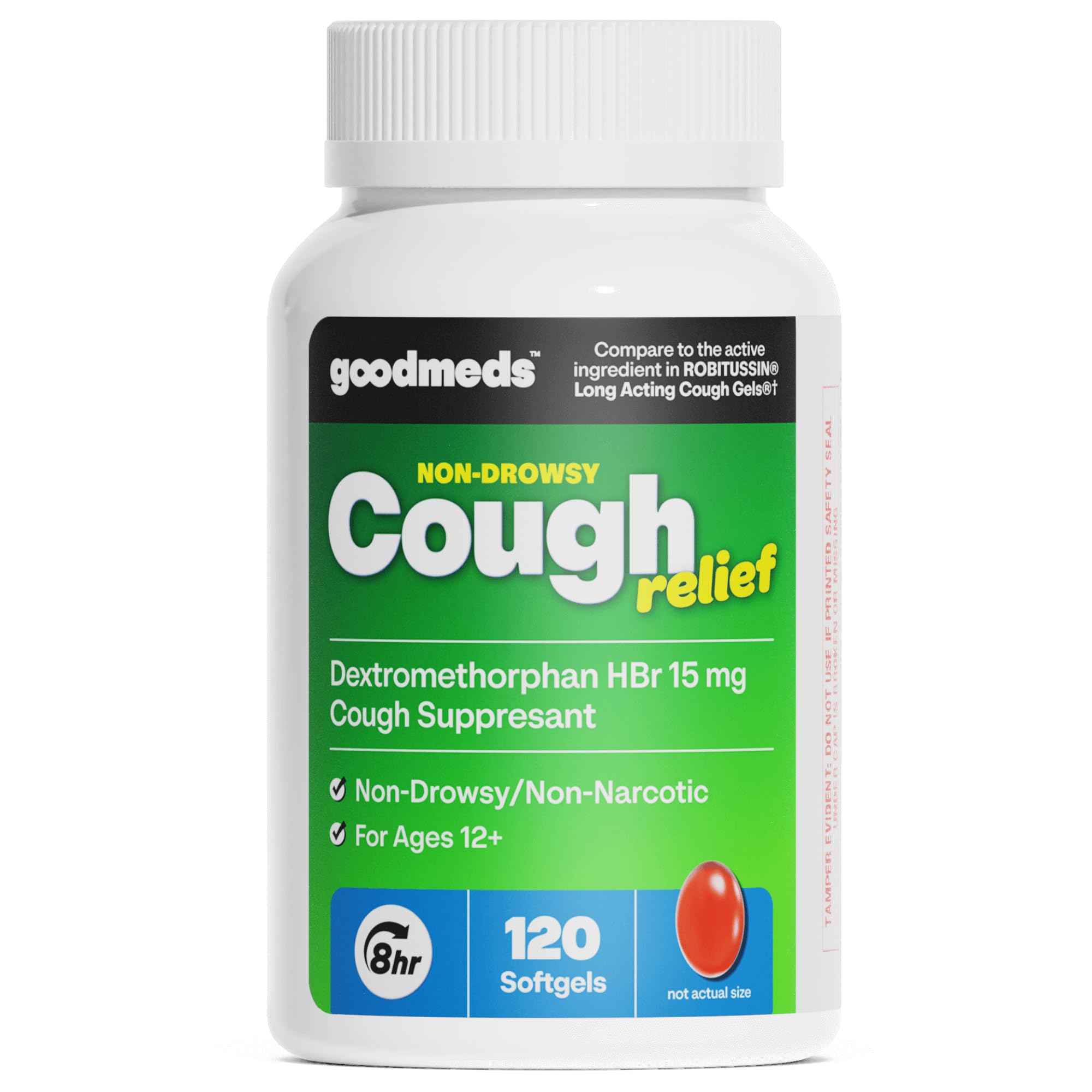 Cough Relief Softgels 120 ct | Dextromethorphan 15mg, Non-Drowsy