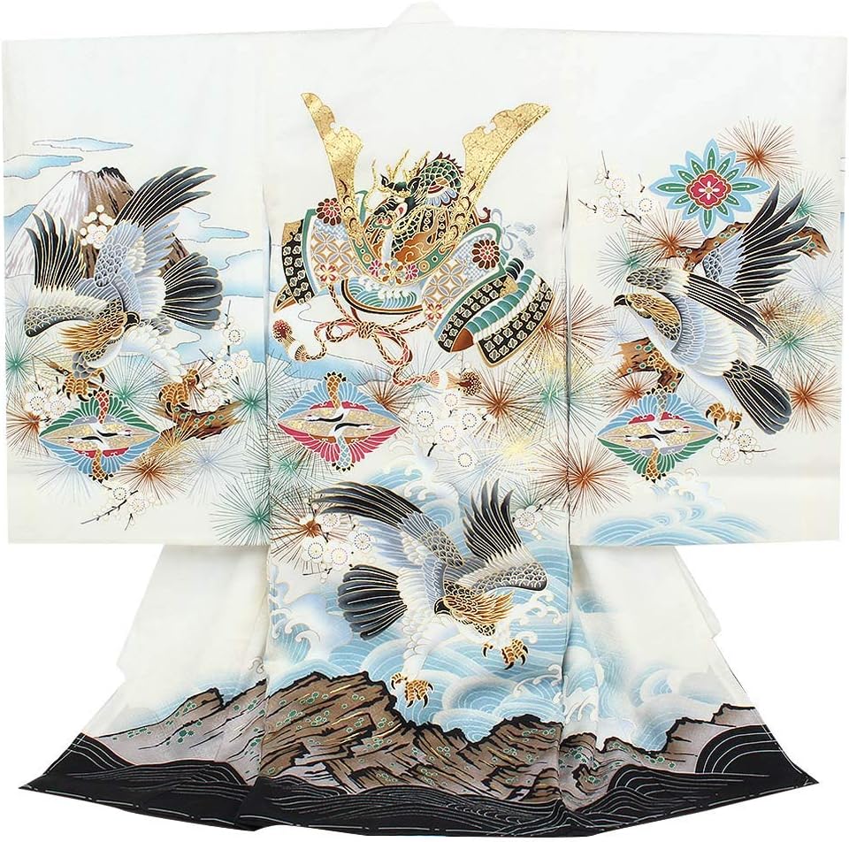 「即決価格」新品正絹産着祝着京友禅、本金、豪華刺繍仕様、特選大鷹と祝波大将古典文 新古品正絹産着祝着京友禅、本金、豪華刺繍仕様、特選大鷹と祝富士松