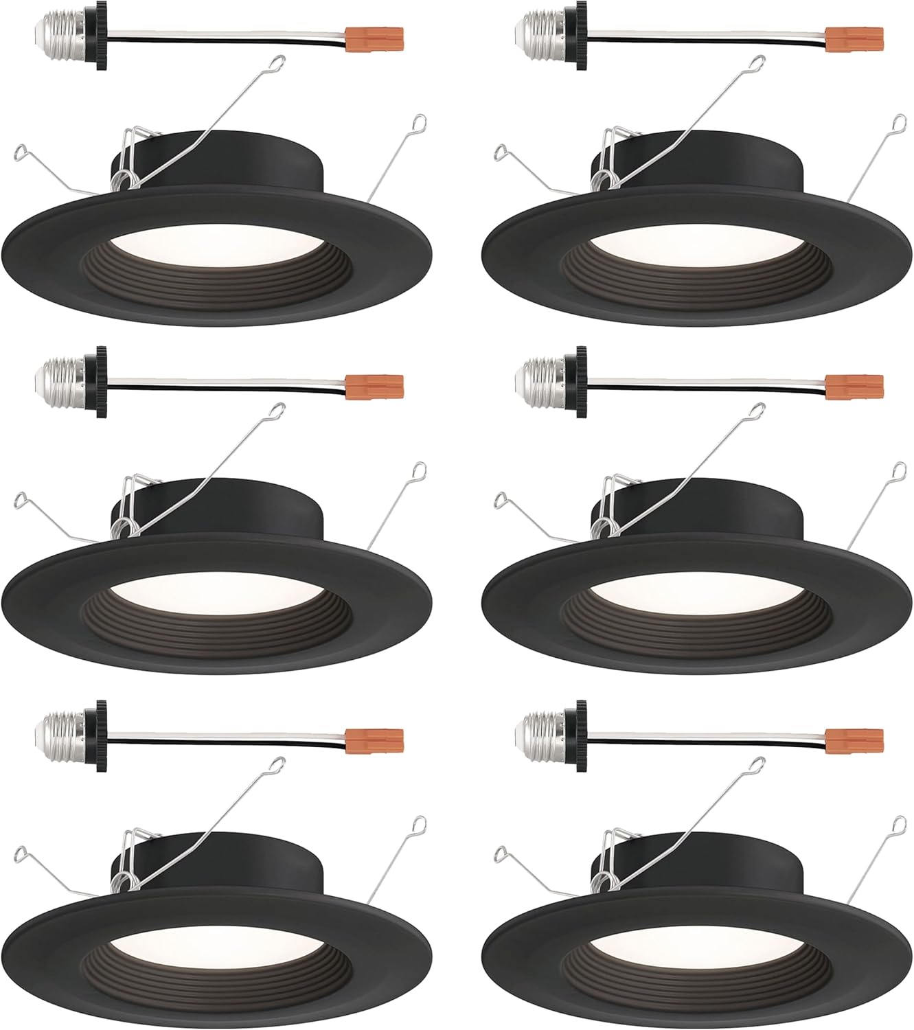 Designers Fountain LED Recessed Ceiling Lights 6 Pack, 5/6 Inch 5CCT Metal Light Fixture Set, Dimmable, 1050 Lumens, 2700K/3000K/3500K/4000K/5000K, Black Trim, RB6BK9105C6