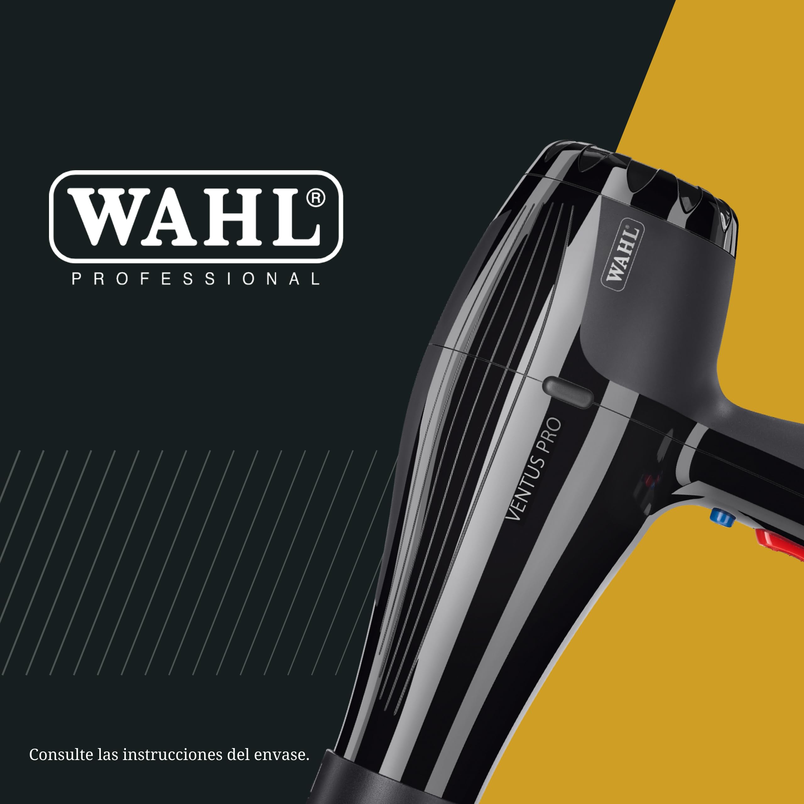 Moser Ventus Pro, Secador de Pelo Compacto Profesional, 2200 W | Secador 2200 W, Motor de CA, Cerámica-Turmalina, 2 Velocidades y 3 Niveles de Calor, Compacto 515 g, 2 Boquillas