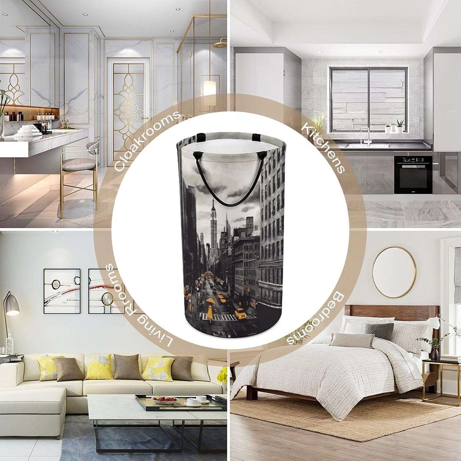 Large Laundry Hamper with Handles Love from New York Laundry Basket Freestanding Waterproof Clothes Hamper for Living Room Bedroom Bathroom College Dorm
