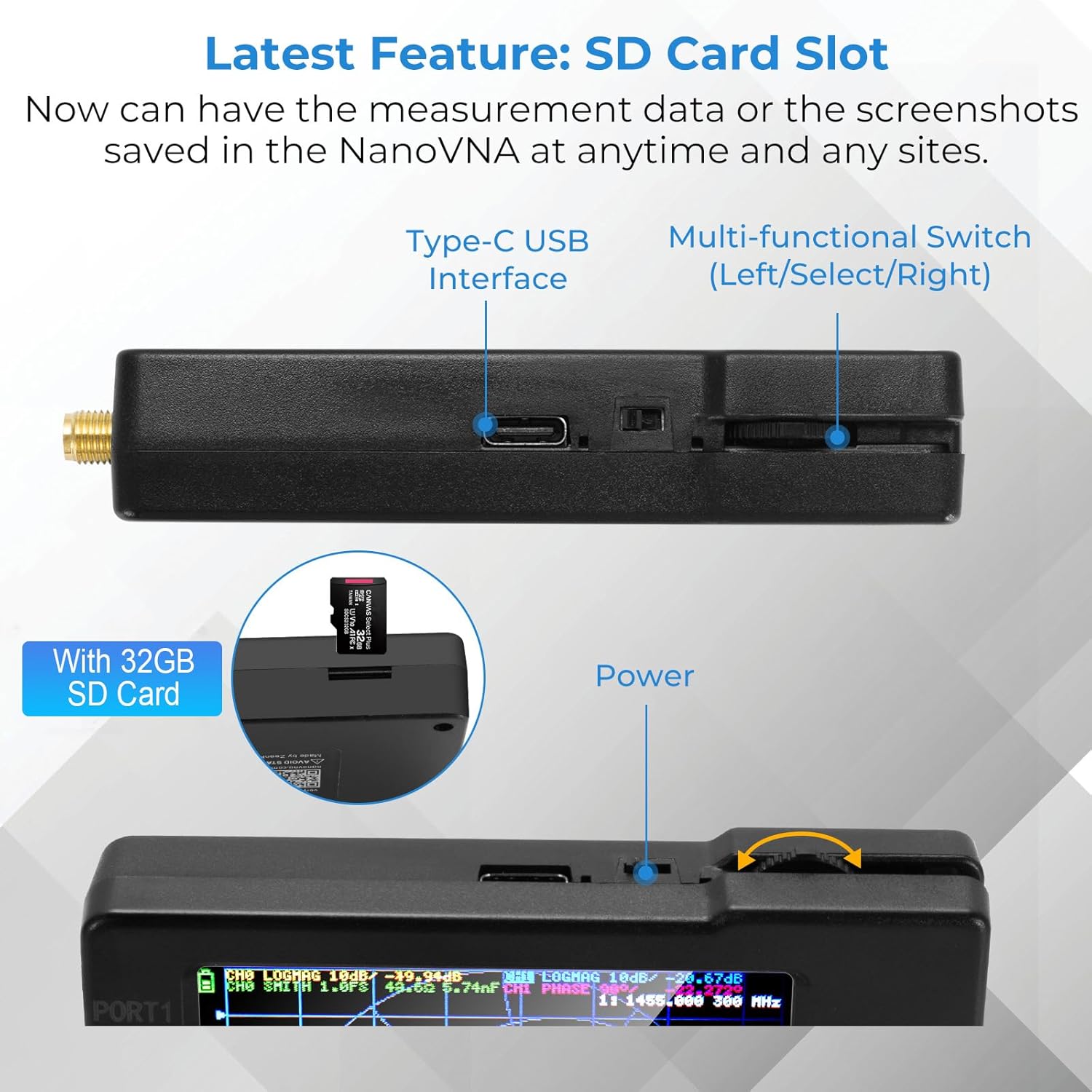 AURSINC NanoVNA-H Vector Network Analyzer with 32GB SD Card, and AURSINC Test Demo Set Tool Testboard Kit