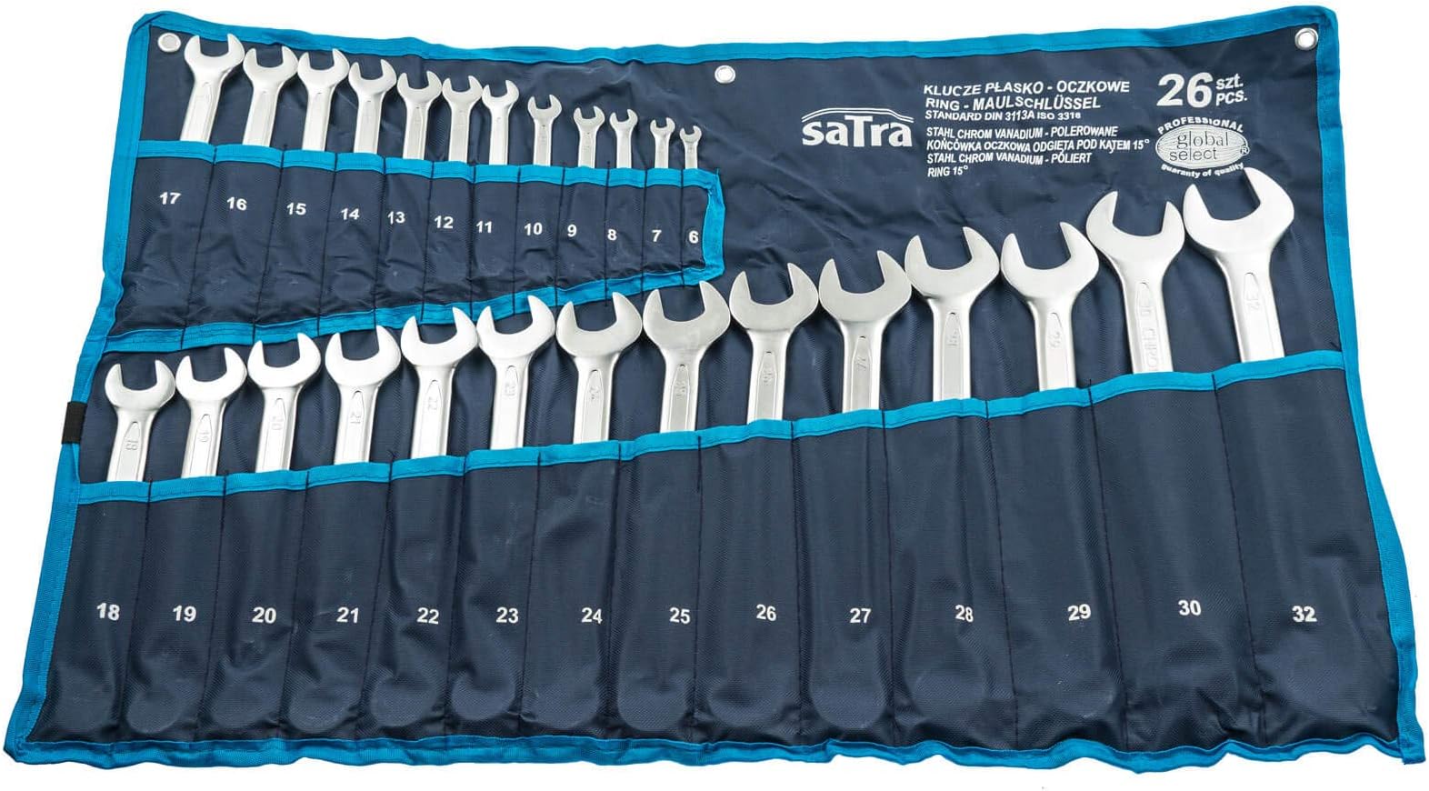Satra Spanner 6-32 mm Combination Spanner Set 26 Pieces Chrome Vanadium Tool Set Including Bag