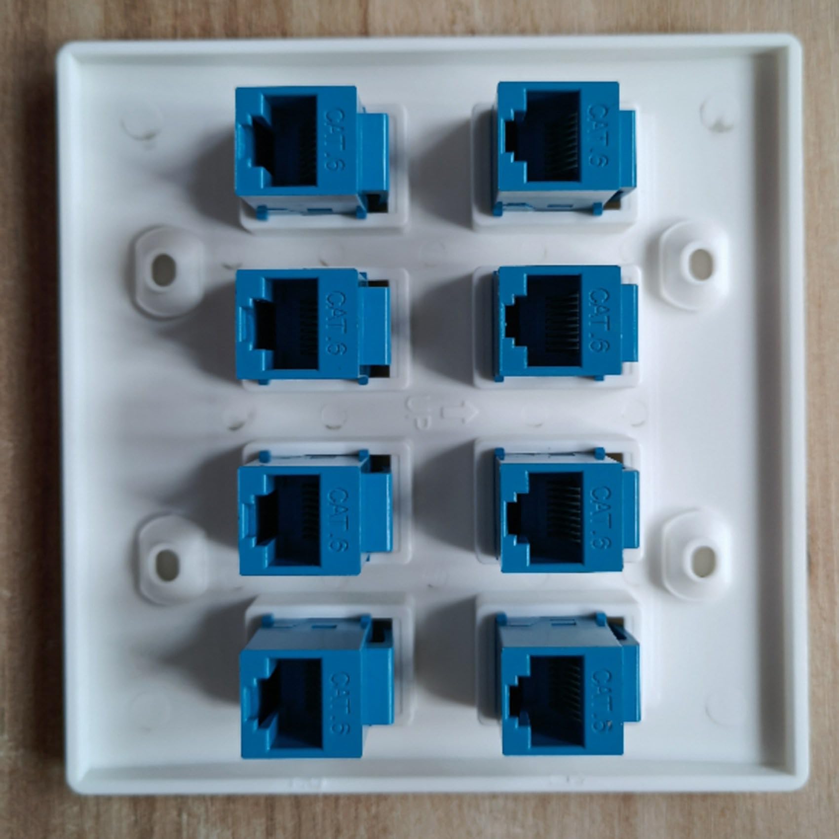 4X Plaque Murale Ethernet 8 Ports - Double Gang Cat6 RJ45 Jack Câble Réseau Façade à - Bleu