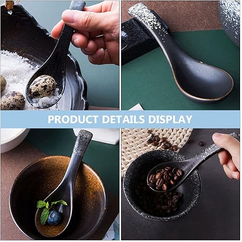 Miniatura 9 de DOITOOL 5 cucharas de arroz de cerámica, elegante diseño suave, mango cómodo, vajilla decorativa para uso doméstico, fácil de limpiar y mantener