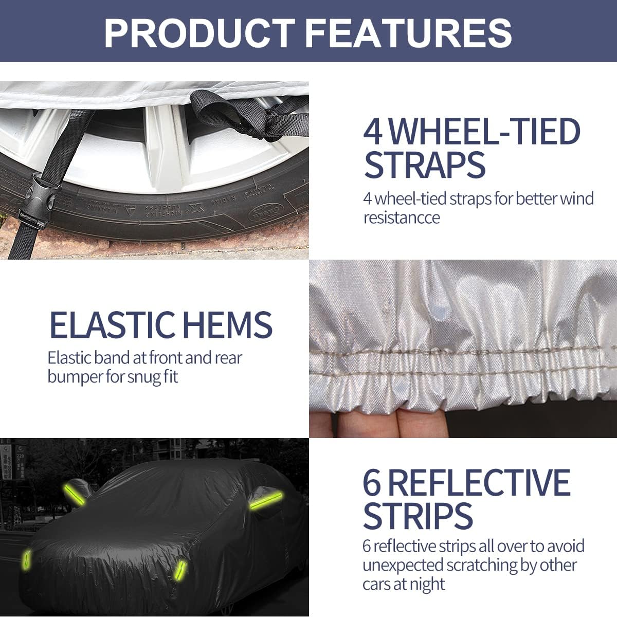 SUV Car Cover 210T Polyester Outdoor Full Car Covers for Automobiles Breathable Waterproof All Weather, UV Protection Rainproof Windproof Dustproof Car Cover for SUV (190’’-201’’)