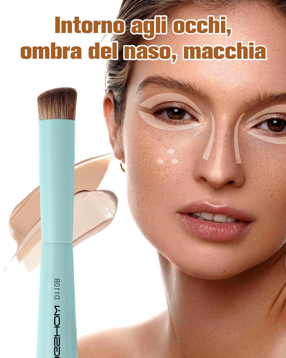 Eigshow - Pennello per fondotinta e correttore, pennello per make-up a doppia estremità per una copertura impeccabile del fondotinta, correttore per il contorno occhi, vegano e senza crudeltà (D110B)
