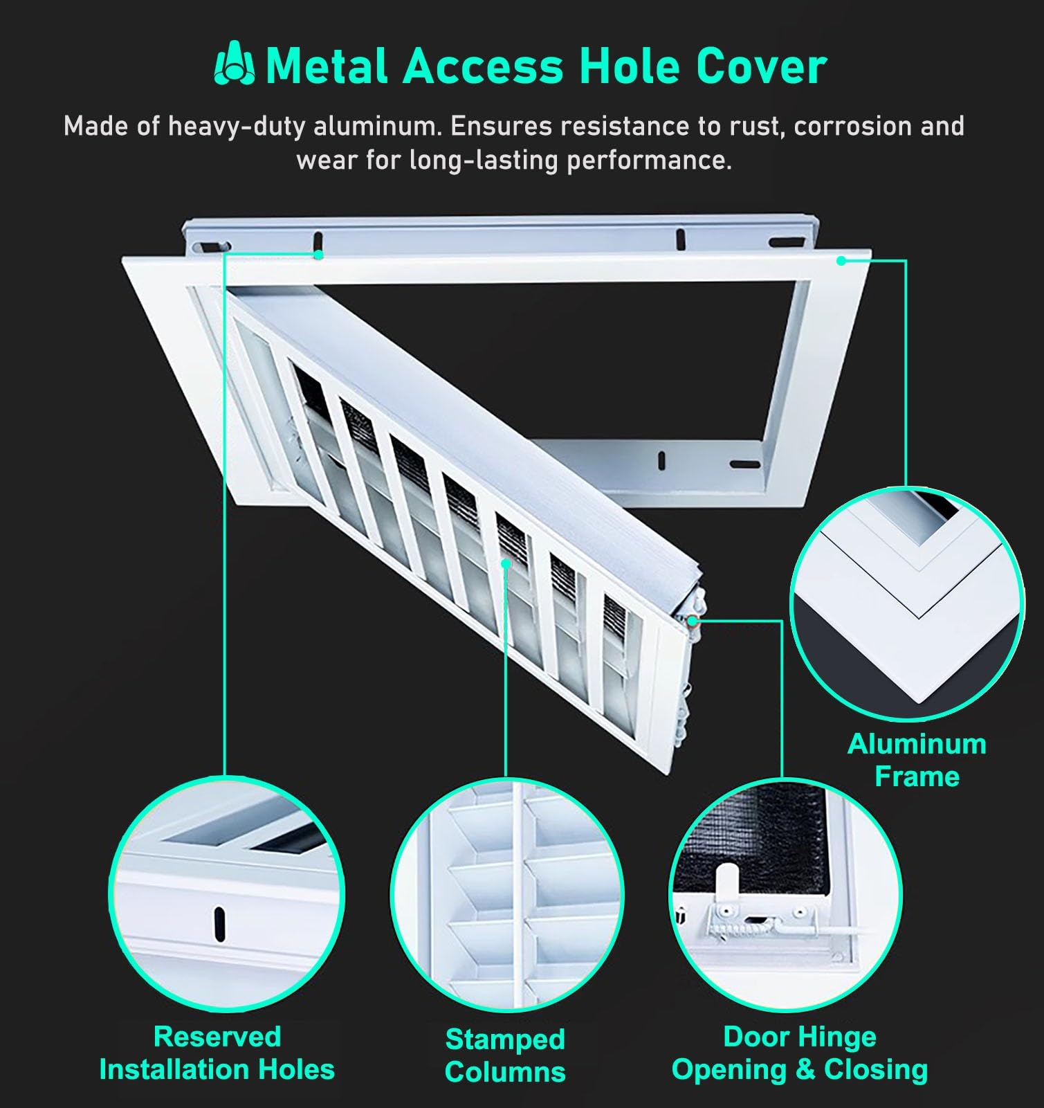 Panel de acceso de ventilación de pared para techo, escotilla de inspección de metal para acceso al ático y fontanería, caja de ventilación de retorno oculta