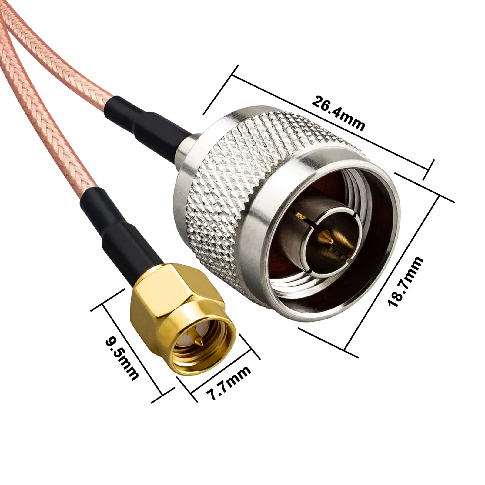 urcianow 2 Pcs N Male to SMA Male RG316 Coaxial Adapter Cable 50Ohms 15cmx2 Low Loss N To SMA Cable for router antenna signal enhancer wireless adapter - Image 3