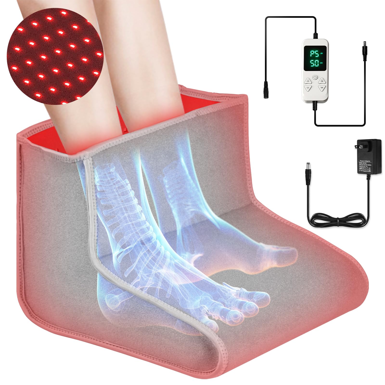 New Red Light Therapy for Feet Neuropathy – 320 Dual-Wavelength LEDs, Infrared Therapy for Foot & Ankle, Adjustable Timer & Power, Relief for Plantar Fasciitis & Neuropathy Pain