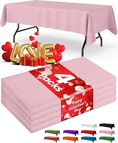 Miniatura 17 de Mantel de Plástico Blanco - Paquete de 4 Manteles Rectangulares Desechables de 54" × 108" para Mesas de 6 Pies, Cubierta de Mesa Impermeable