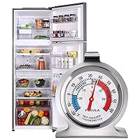 Vista 5 de Paquete de 2 termómetros para refrigerador, de 30 a -30°C/20 a 80°F, termómetro clásico para nevera de esfera grande con indicador rojo, termómetro