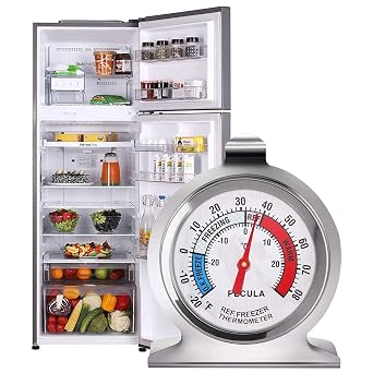 2 Pack Refrigerator Thermometer, 30-30C/20-80F, Classic Fridge Thermometer Large Dial with Red Indicator Thermometer for Freezer Refrigerator Cooler