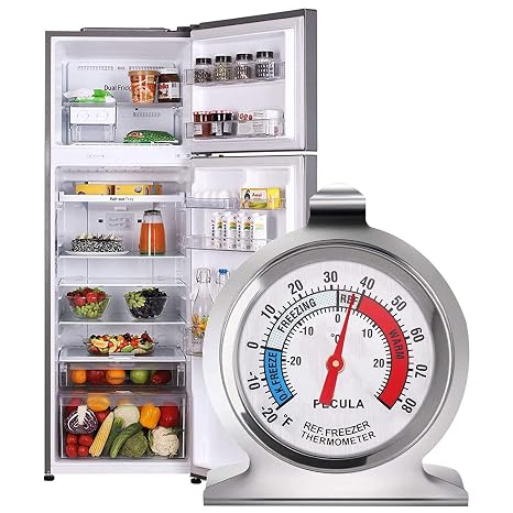 2 Pack Refrigerator Thermometer, 30-30C/20-80F, Classic Fridge Thermometer Large Dial with Red Indicator Thermometer for Freezer Refrigerator Cooler