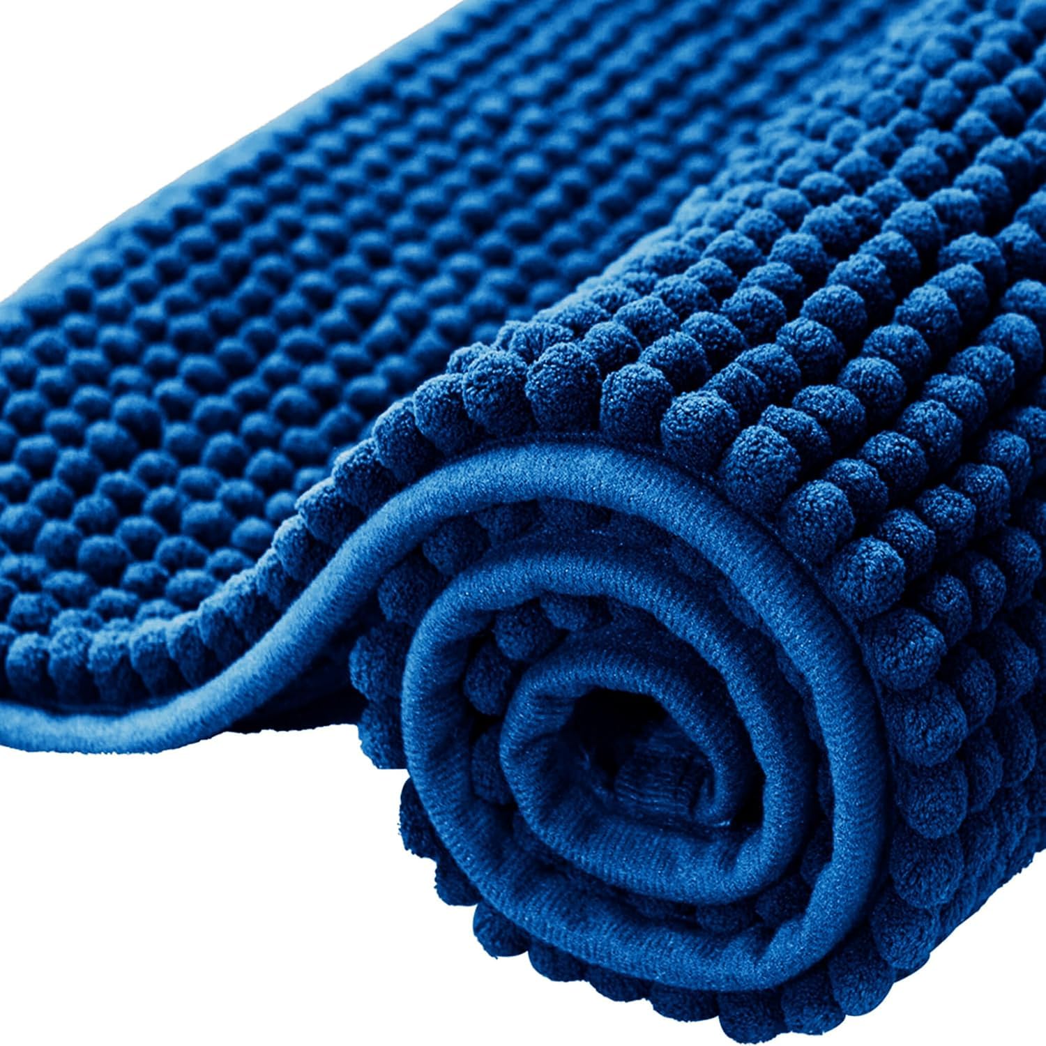 Aspire Homeware Bath Mat Non Slip Anti Mould – Navy Chenille Bathroom Mat 50 x 80 cm Machine Washable Bath mats Super Absorbent Extra Soft Fluffy Shower Mat