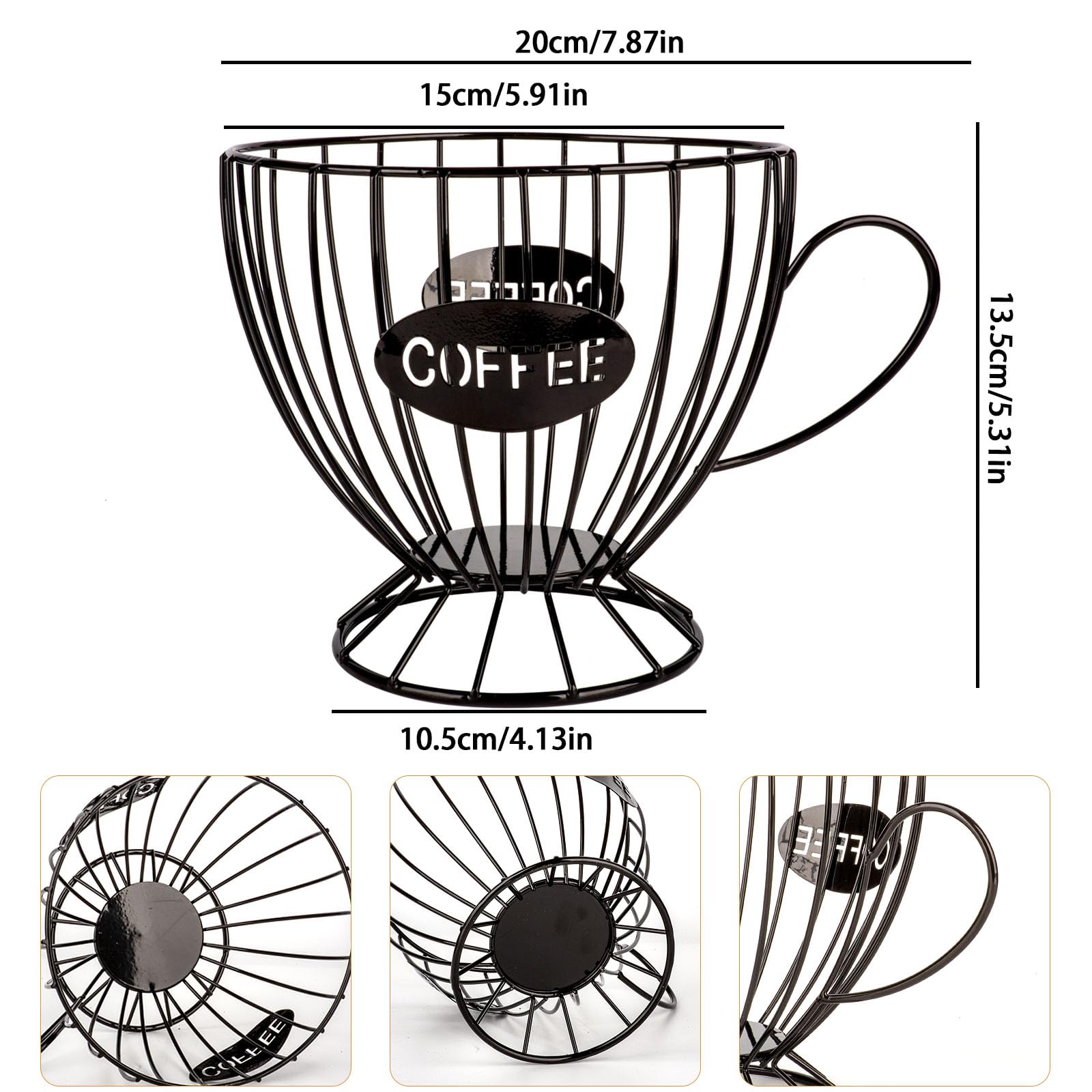 Cesta de Almacenamiento para Cápsulas de Café,Organizador de Cafe Soporte para Cápsulas de Café,Porta Capsulas Cafe, para Guardar Cápsulas de Café y Frutas (Negro)
