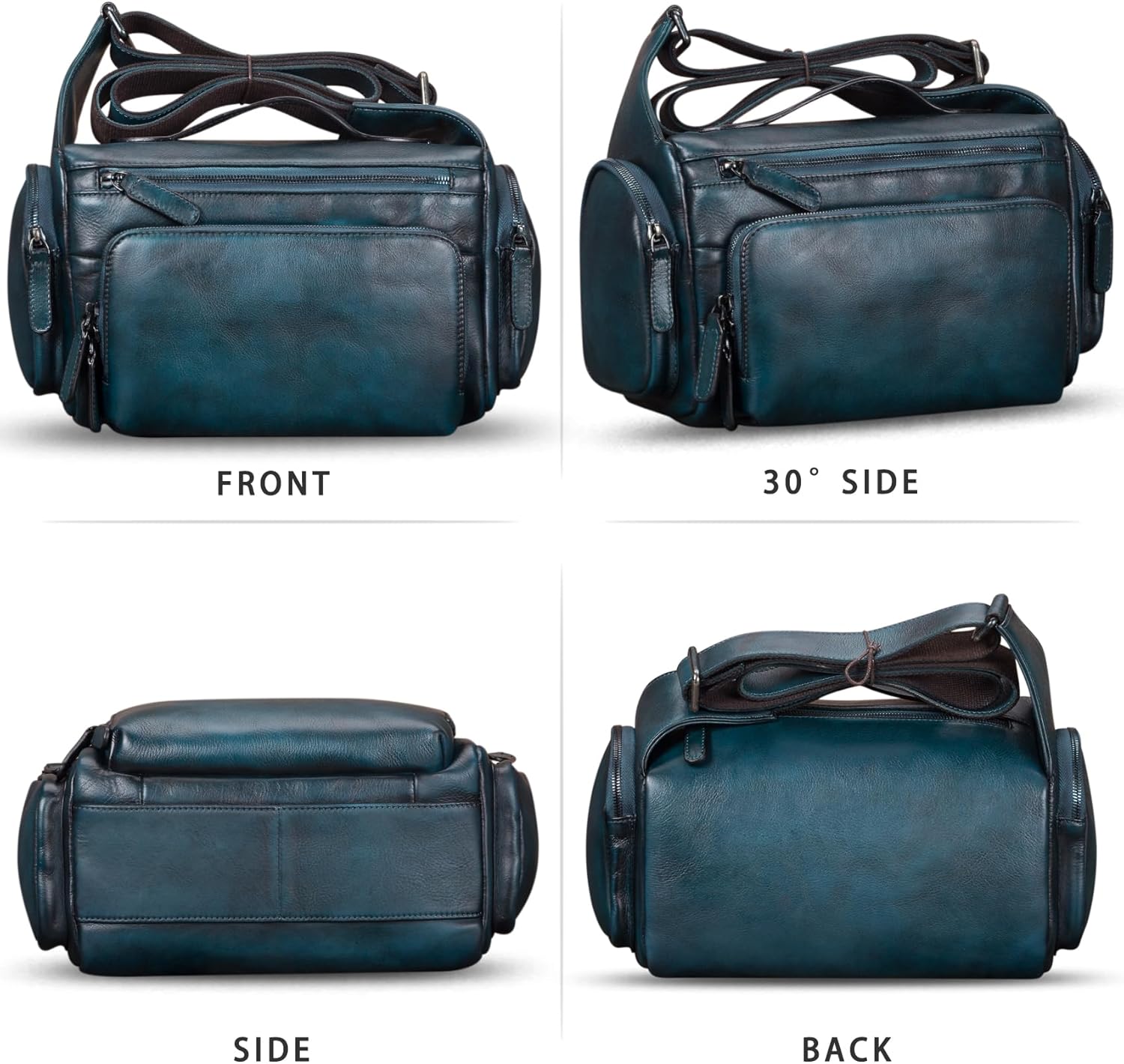 IVTG Genuine Leather Messenger Bag for Men Crossbody Shoulder Pack Satchel Casual Sling Daypack Work Business Daypack - Image 4