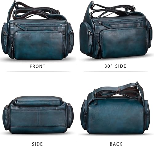 Miniatura 4 de IVTG Bolso de mensajero de cuero genuino para hombre, bolso cruzado para el hombro, mochila informal para el trabajo, negocios