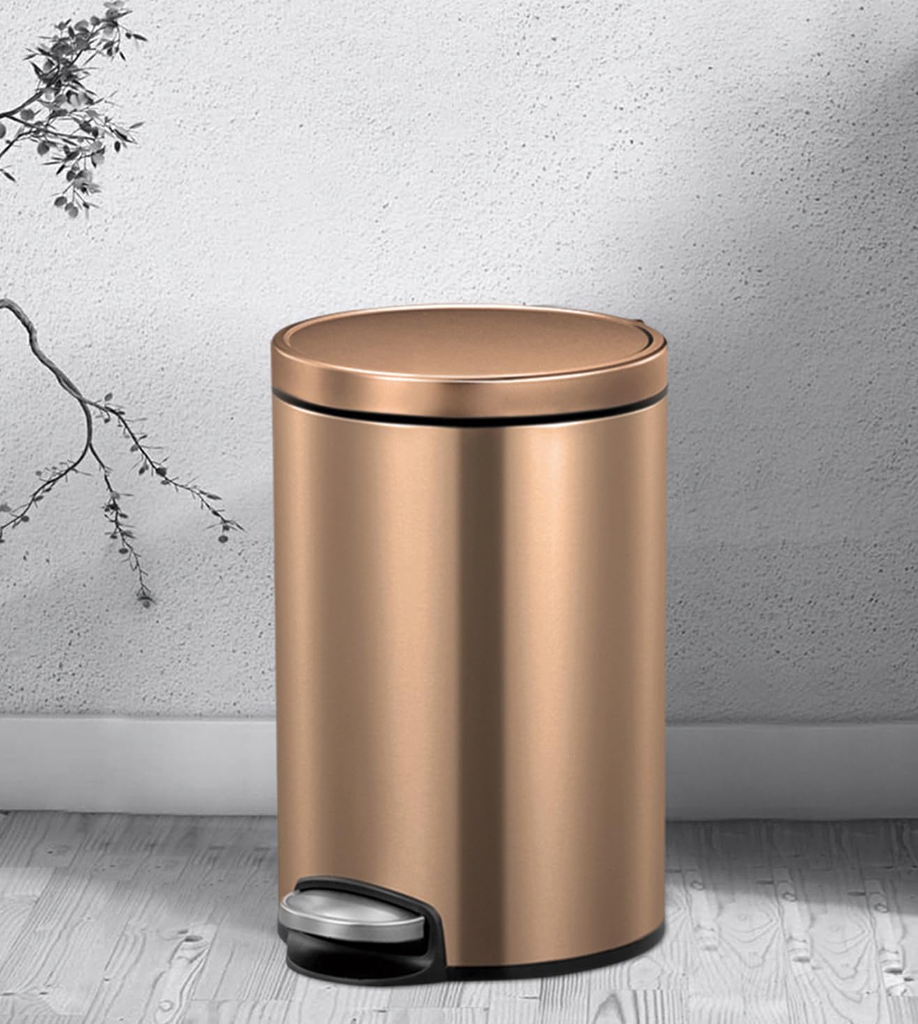 Bronze Copper Pedal Bin - 20L Stainless Steel Trash Can -2