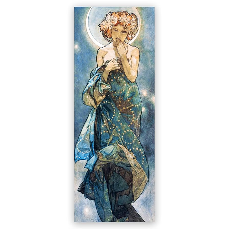 Amazon.co.jp: アルフォンスミュシャポスタープリント-月と星の