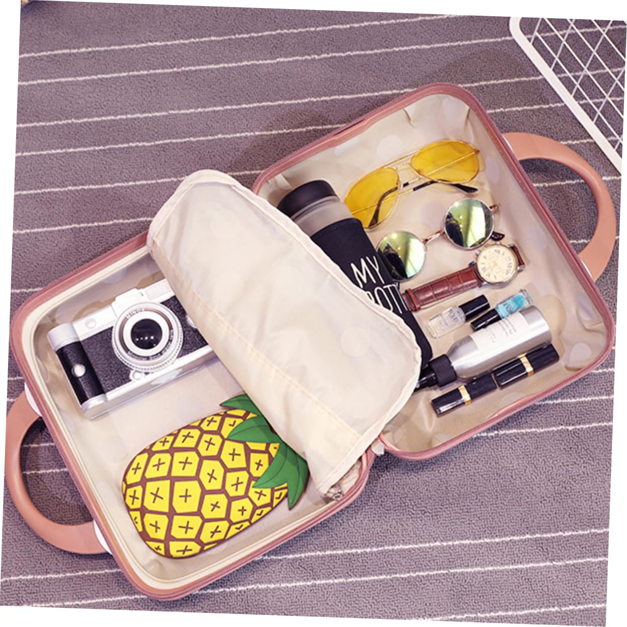 Kosmetikkoffer Tragbar für Frauen Reisekoffer Make-up-Halter Aufbewahrungsbox aus Hochwertigem Material