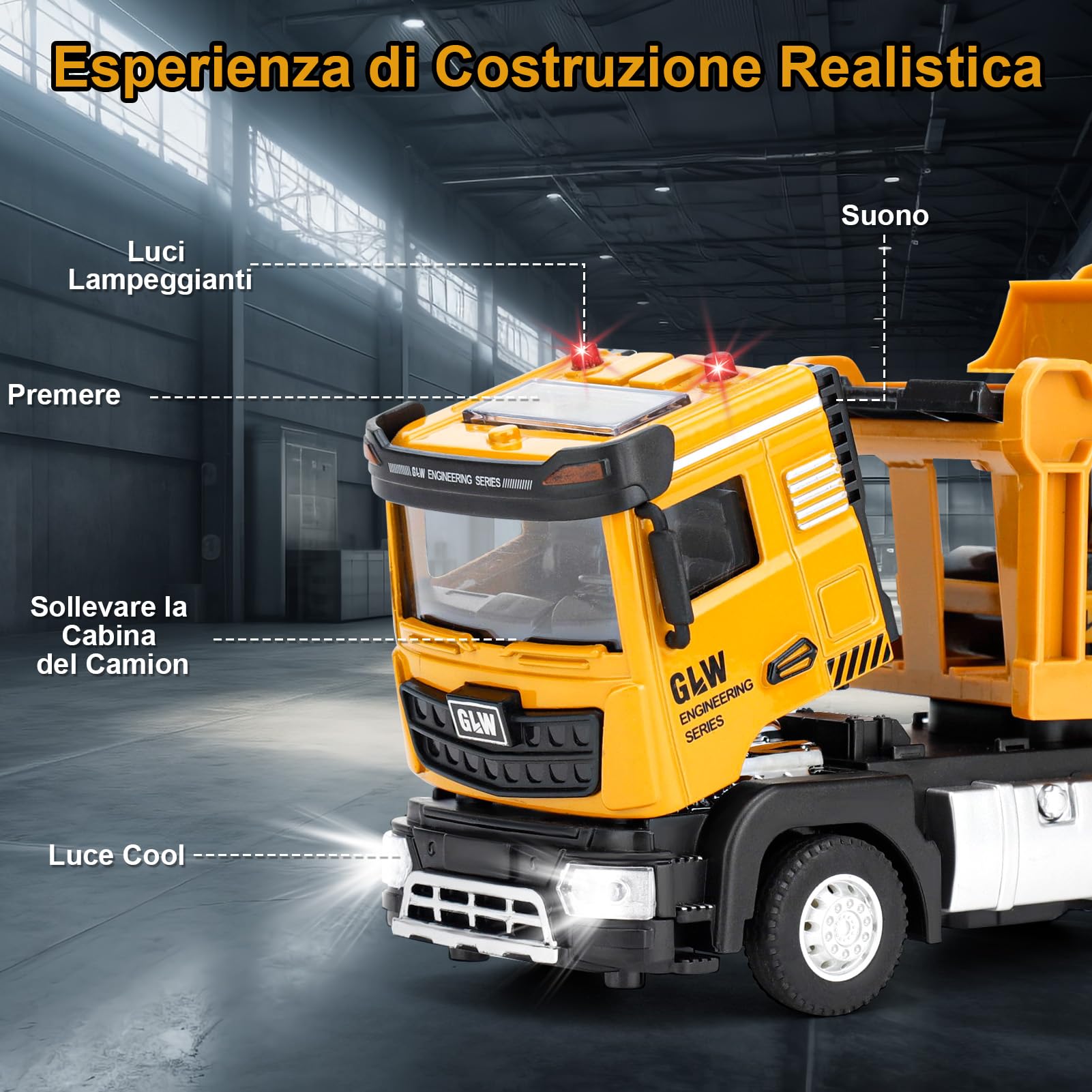 Giocattoli per Bambini Maschi 3-7 Anni: Camion Giocattolo con Luci e Suoni, Giocattoli da Costruzione con Escavatore, Bulldozer, Regalo per Bambini 3-7 Anni – Giochi Educativi e Divertenti per Ragazzi