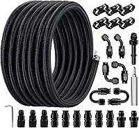 EVILENERGY 6AN PTFE Fuel Line Kit 20FT Nylon Braided AN6 Hose for LS Swap EFI E85 High-Pressure Fuel Systems