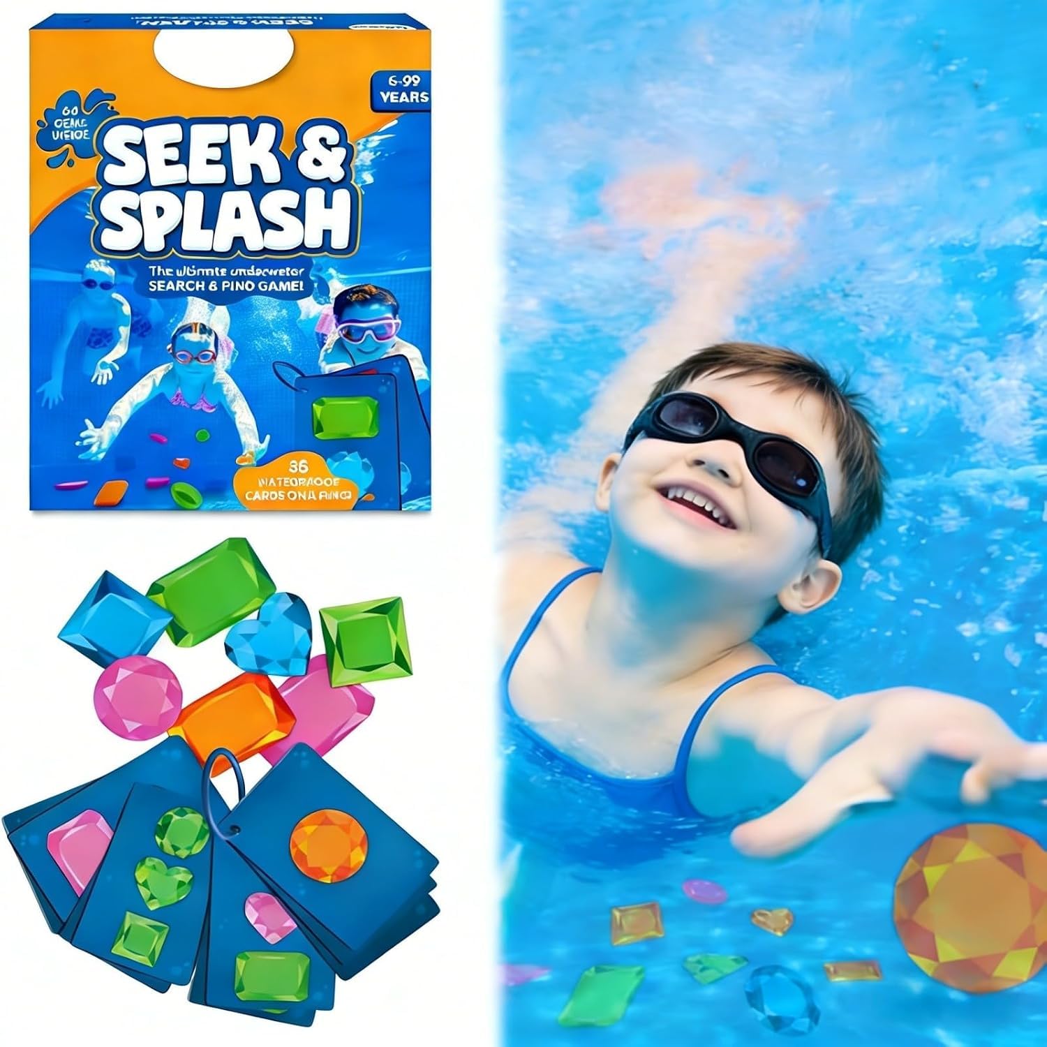 Seek and Splash Pool Game Sinking Diving Gems Training Set Water Toys