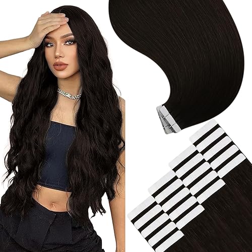 YoungSee Extensiones de cabello humano con cinta, extensiones de cabello humano real, color marrón oscuro, extensiones de cabello Remy con cinta