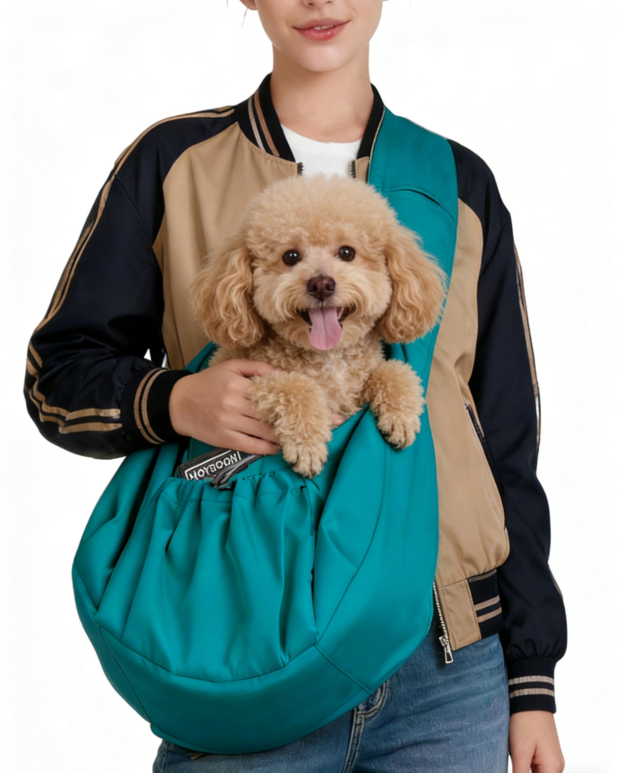 Puppy Sling Carrier for Small Dogs - Widened and Thickened Shoulder Strap with Pocket, Adjustable Hands-Free Puppy Carrier Sling for Outside, for
