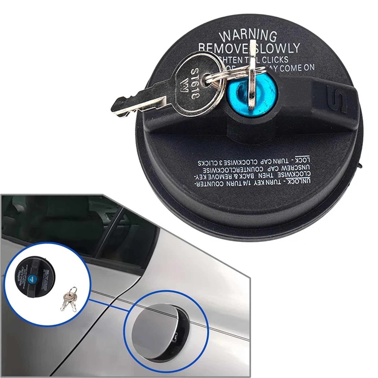 Tapa del depósito de Combustible para Buick, Isuzu, Lexus, Mazda, etc. Tapa del depósito de Combustible para Coche, Tapa de Gasolina estándar con Cierre y Llaves 31780