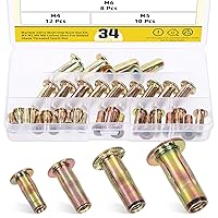 Vista 9 de Tuerca de remache M4 multi-agarre M4 chapada en zinc con vástago de cabeza plana roscado Tuerca de remache con acabado de zinc dorado