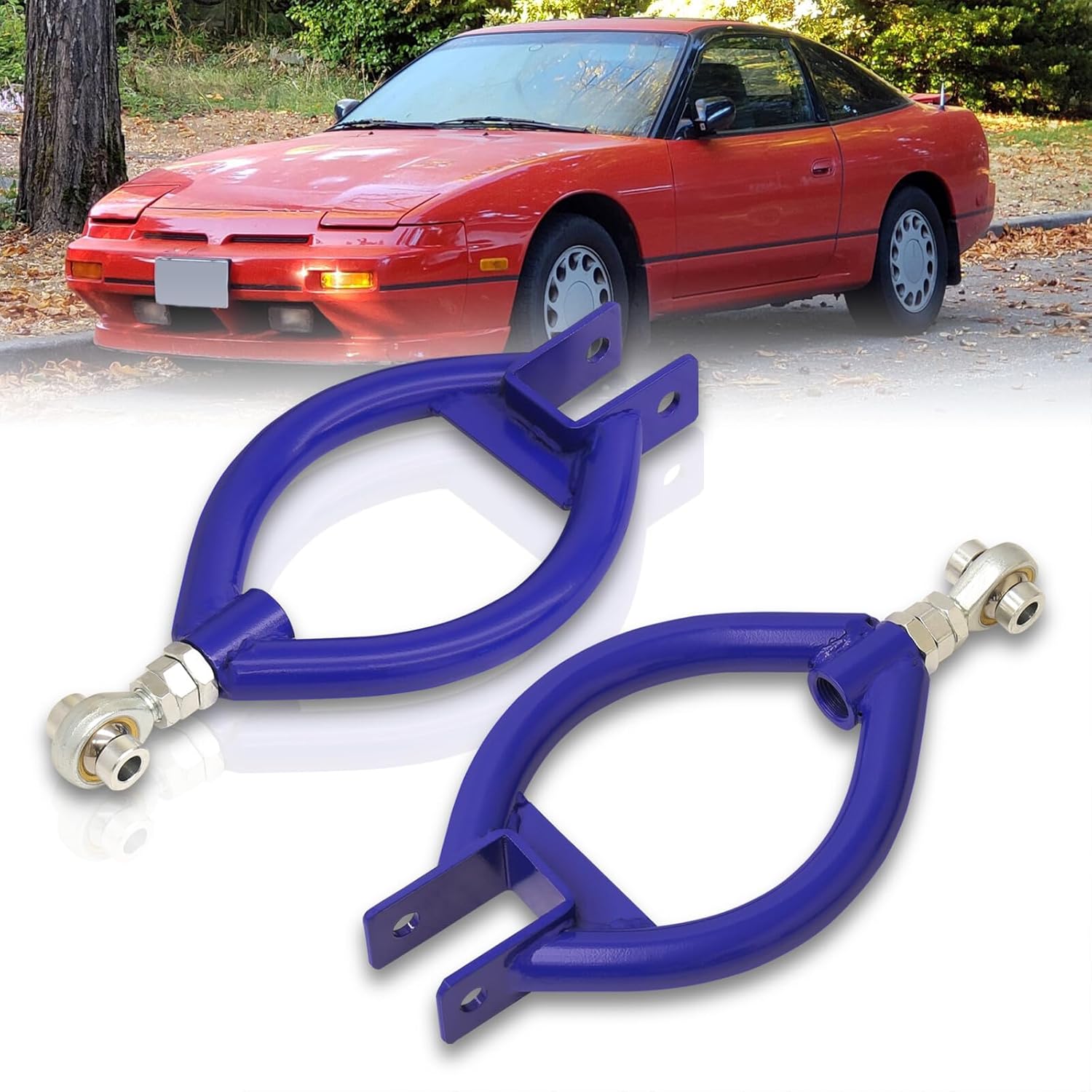 AJP Distributors Rear Upper Suspension Adjustable Pillowball Control Arms Camber Kit Blue Compatible/Replacement For 240SX S13 / 300ZX Z32 Fairlady Z 1989 1990 1991 1992 1993 1994 89 90 91 92 93 94