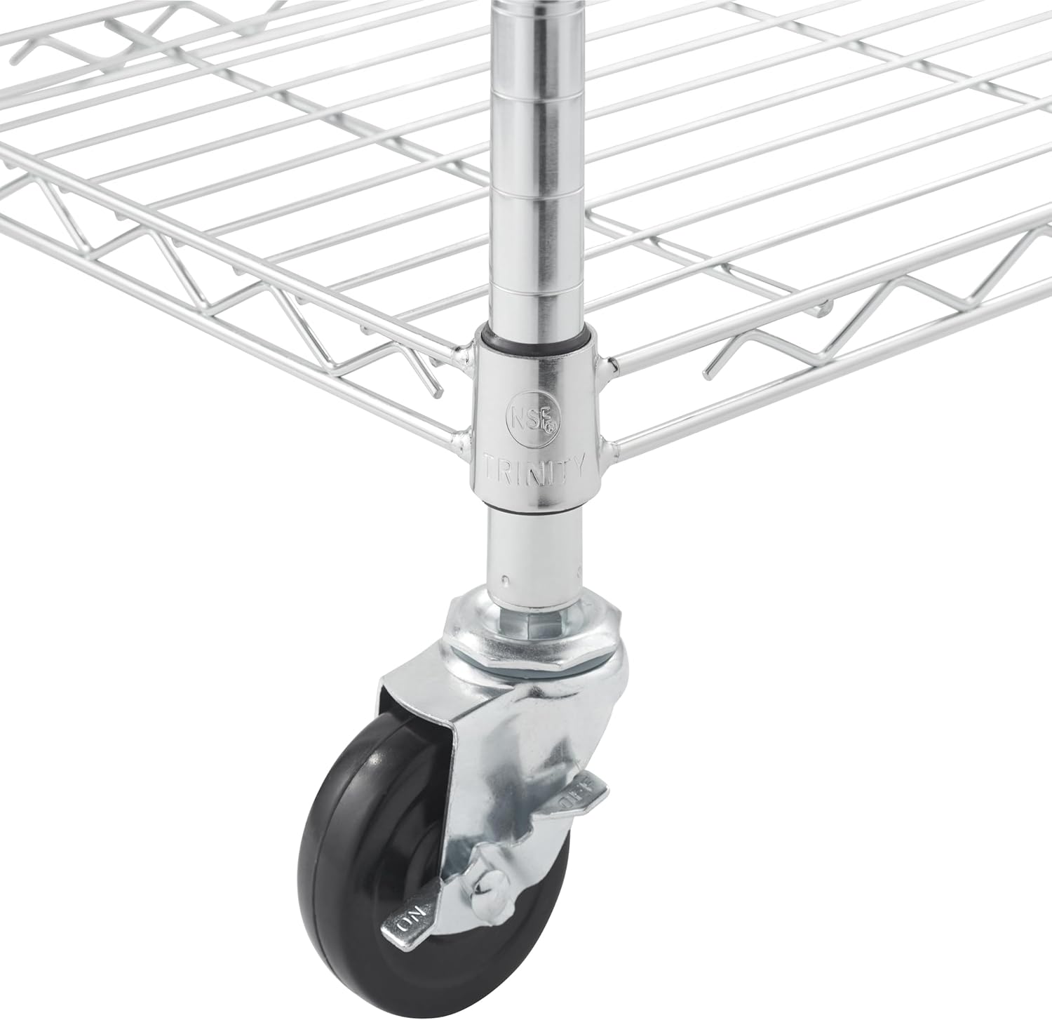 TRINITY 5-Tier Commercial Wire Shelving Rack With Baskets And Wheels, NSF Certified, EcoStorage Chrome, 36" x 14" x 72