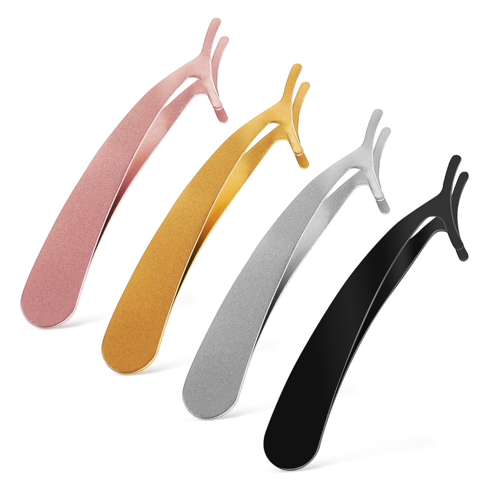 minkissy 4 Set Di Pinzette Per Ciglia Di Con Applicatore in Metallo Kit Di Strumenti Per Ciglia Finte E Pinzette Per Ciglia 4 Pezzi*4