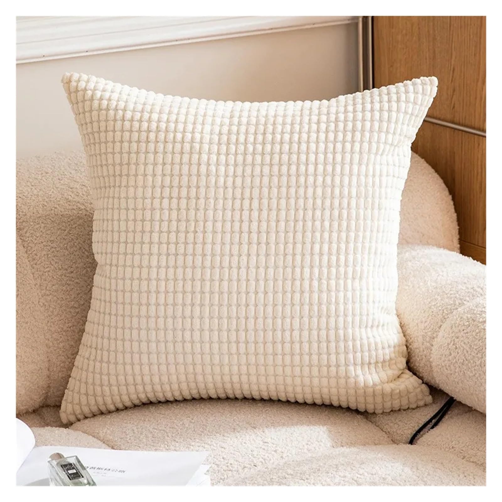 SHBHWS Plush Pillowcase 45/50/55/60/66cm Cushion Cover For Home Living Room Sofa Decoration For Living Room Sofa(CREAM,30X50cm)