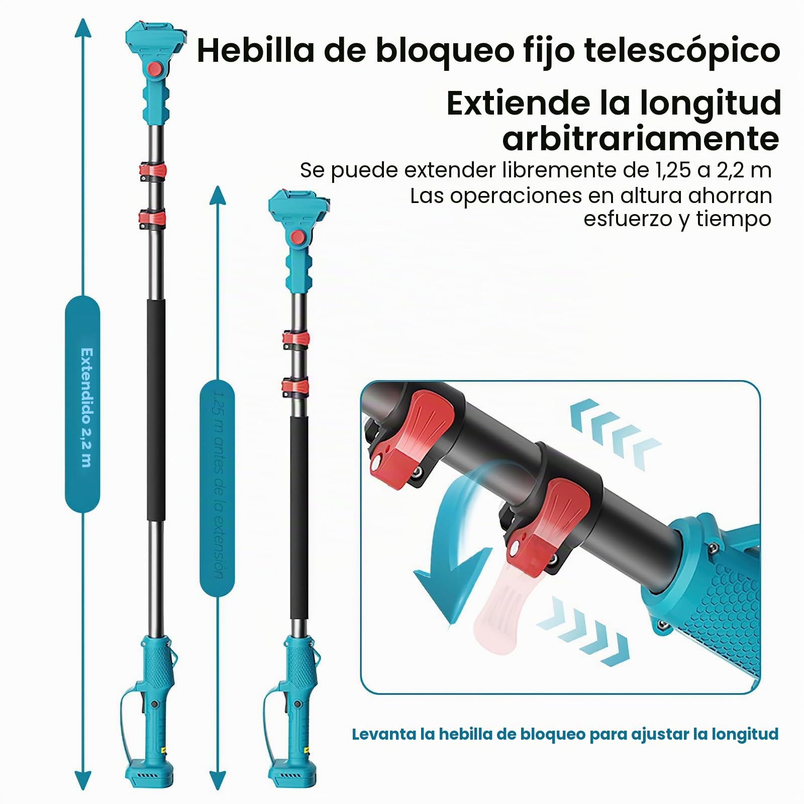 Motosierra Telescopica 6 Pulgadas,Tijeras De Podar Eléctricas,4 En 1 Kit De Herramientas Con 2 * 7500 Mah Baterías,Adecuado Para Podar Ramas,600W (Tijeras de podar + pértiga extensible+Motosierra)