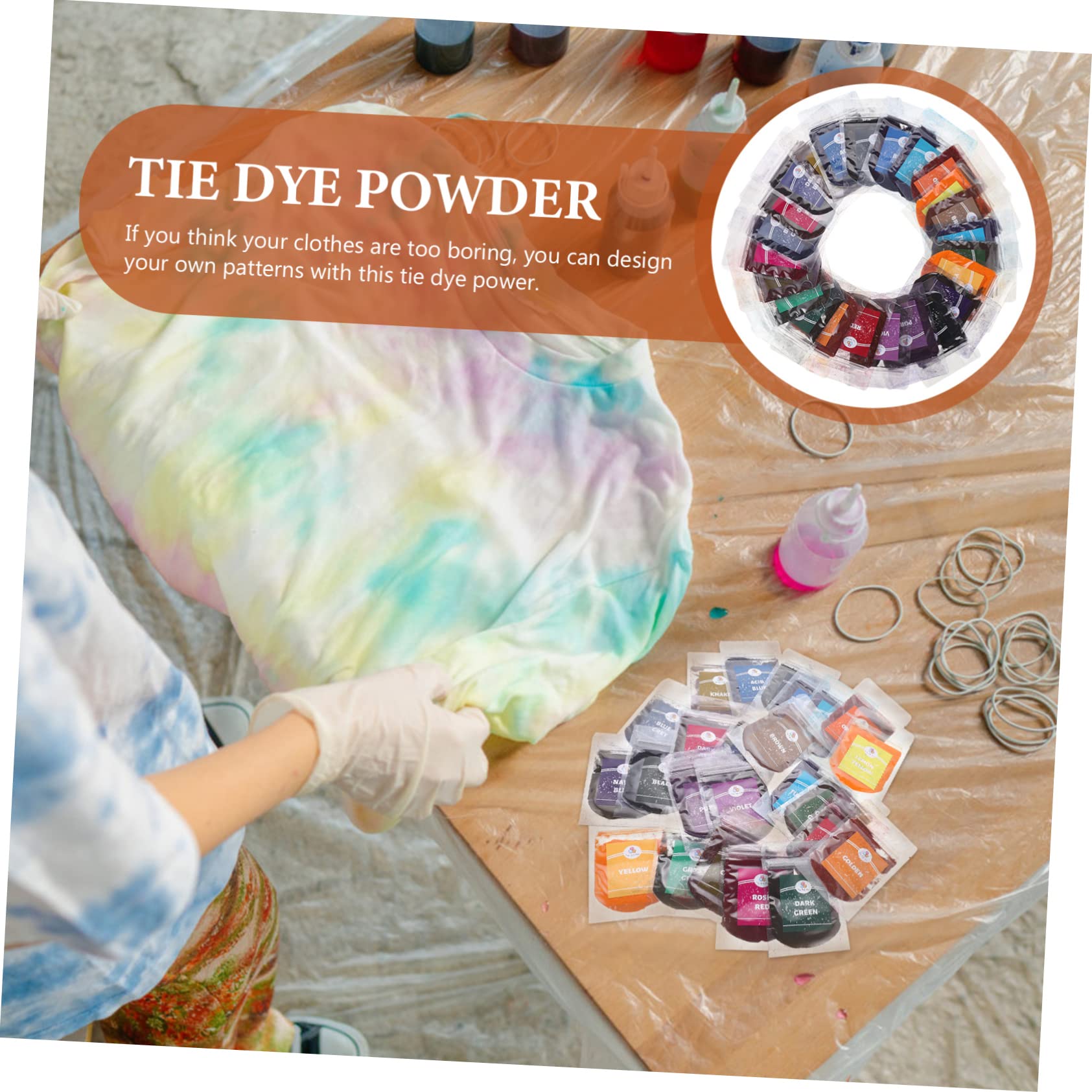 OSALADI Kit de Teñido Tie Dye de Polvo para Ropa DIY para Adultos y Proyectos Bolsa Colores Vibrantes para Manualidades