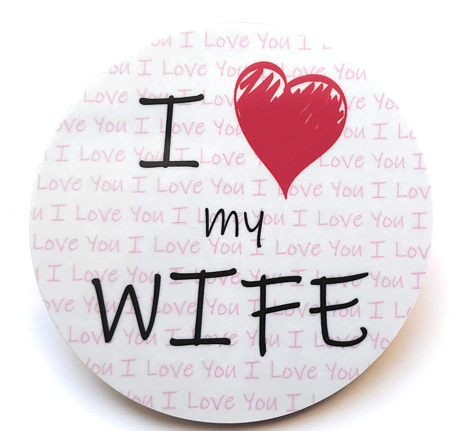 Hoorayuk I Heart My Wife Round Novelty Coaster With Romantic Love Message - I Heart Design - Unique Birthday Gift - Made In Uk (I Heart My Wife)