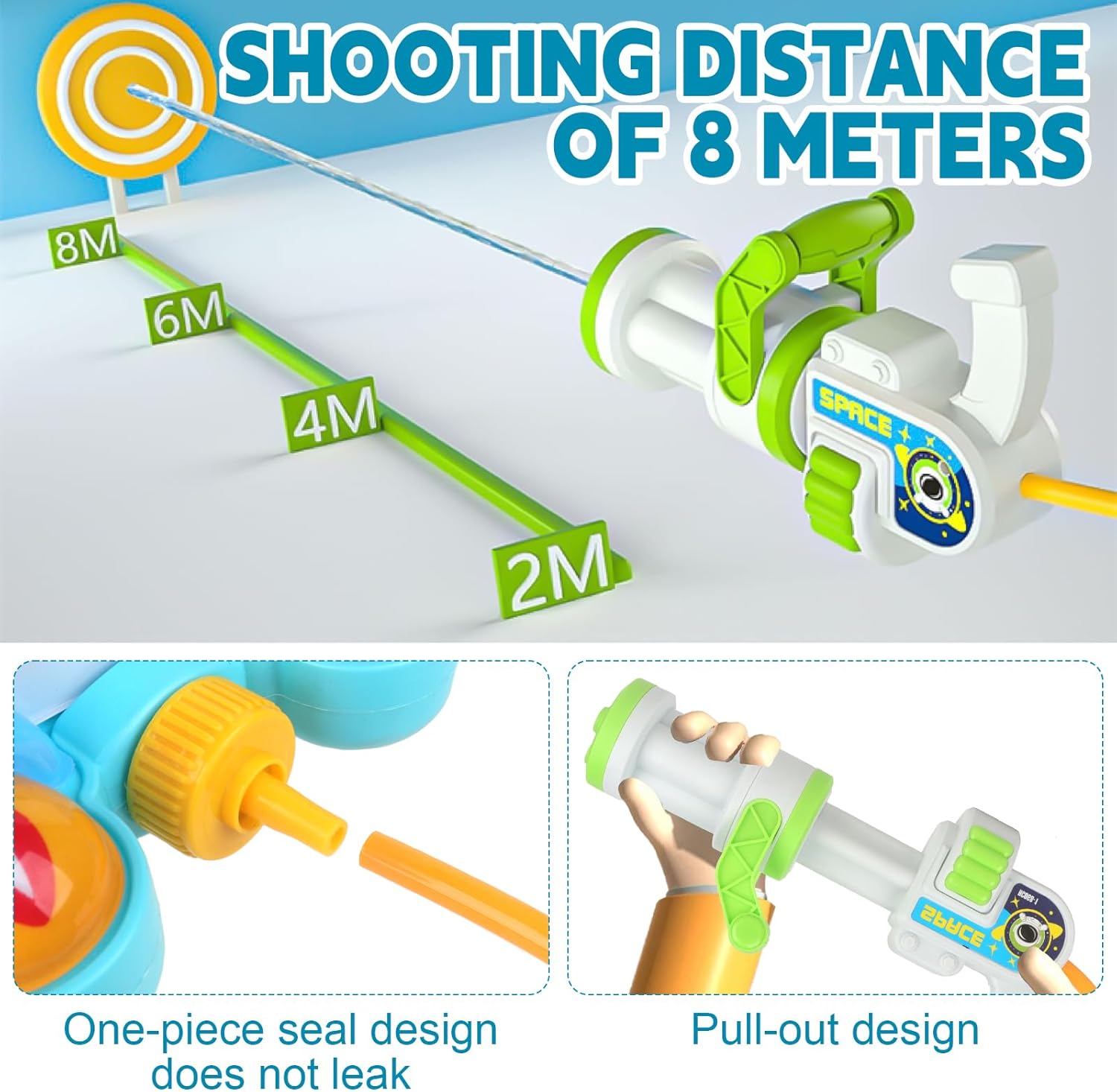 Water Gun for Children, Water Gun Small with 1200 ml Backpack, Water Spray Gun Range 5-8 Metres, Water Pistols for Children, Cute Backpack Toy for Swimming Pool, Beach, Water