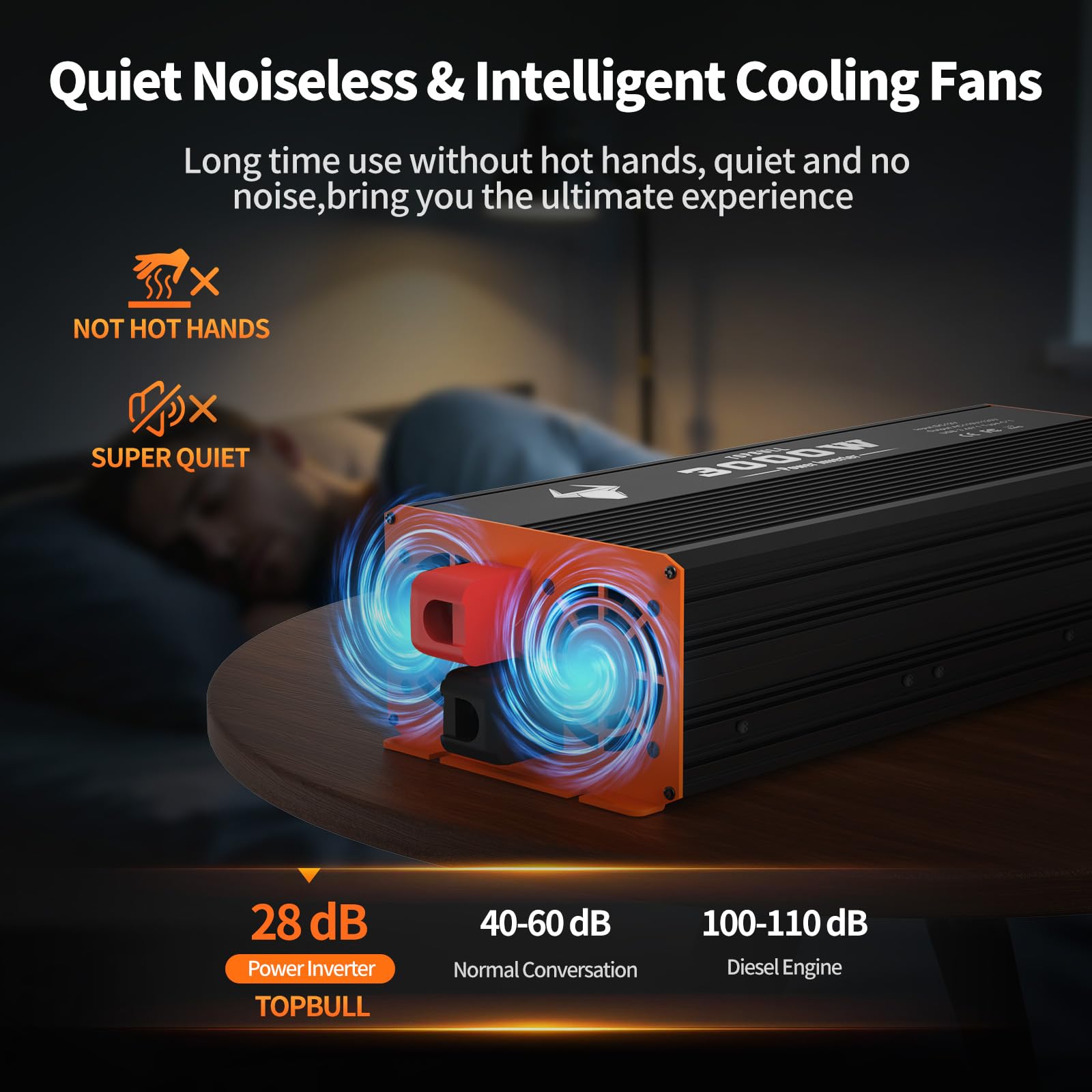 Falownik o mocy 3000 W, konwerter samochodowy/domowy 12 V DC na 110 V AC, z wyświetlaczem LED, podwójne gniazdo AC, port USB, dwa inteligentne wentylatory, kable w zestawie, pasuje do domu