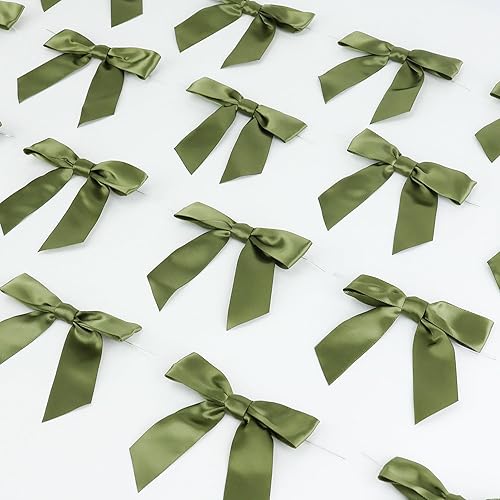 Vista 130 de AIMUDI Lazos giratorios para bolsas de golosinas de 3.5 pulgadas, lazos de satén azul turquesa para manualidades, lazos prefabricados con lazos Azul