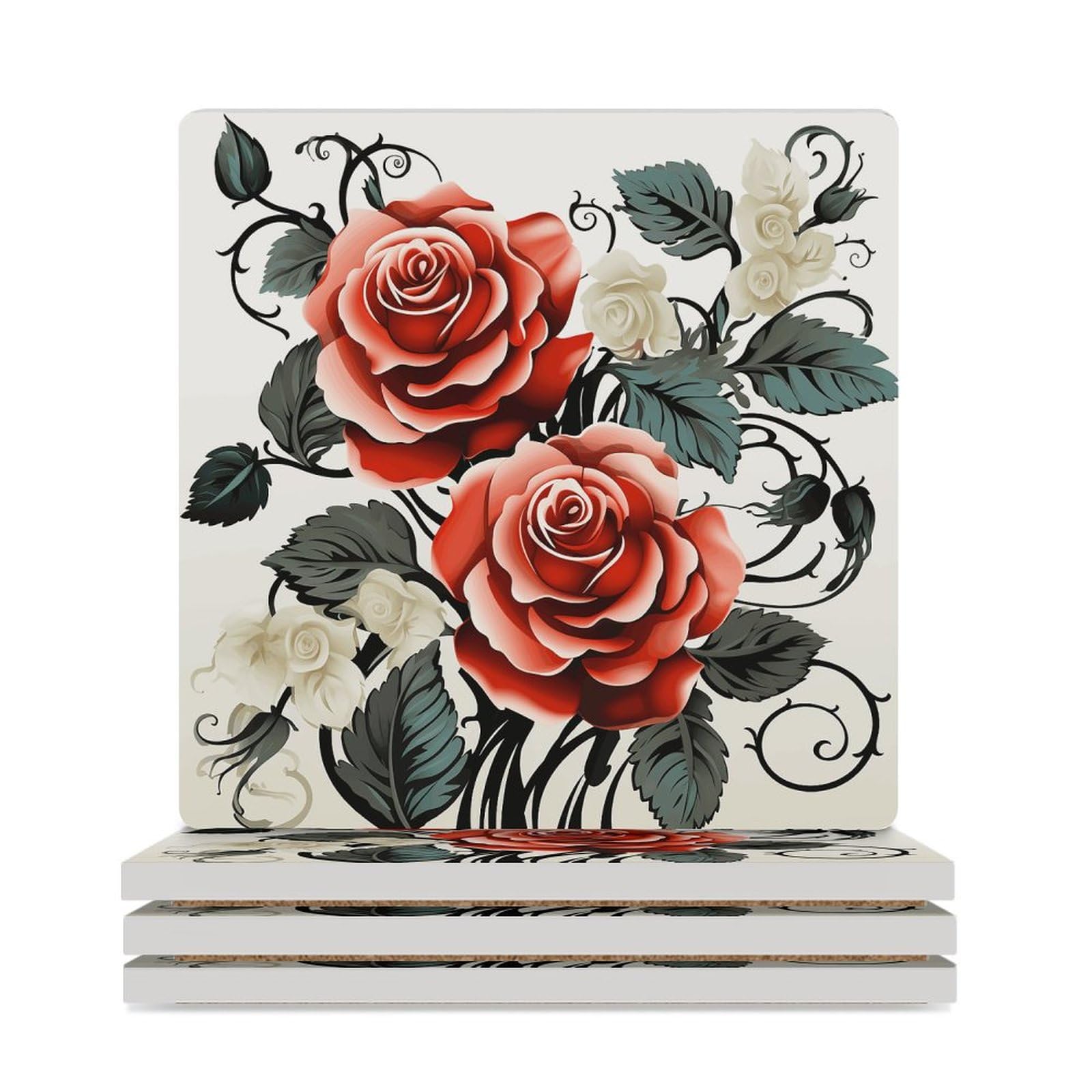 Dessous de verre végétal haut de gamme avec feuilles imprimées pour l'art de la table chic