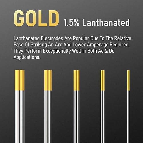 Miniatura 26 de YESWELDER - Electrodo de tungsteno para soldadura TIG, ceriado al 2%, de 1/16 x 7 pulgadas (gris, WC20/EWCe-2), paquete de 10