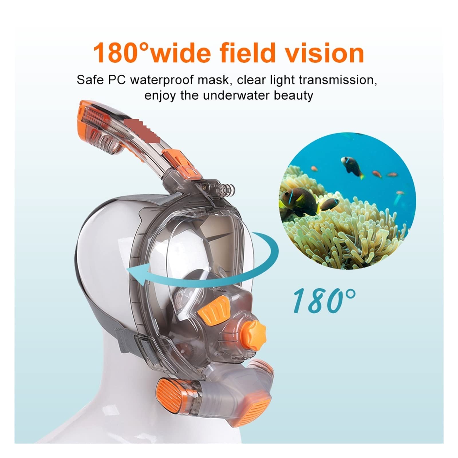 Bombola Subacquea, Nuoto/Maschera Subacquea Snorkel Full Face Wide View Pieghevole Anti Fog Diving Mask for Il Nuoto Adult Youth,per Principianti(S/M)