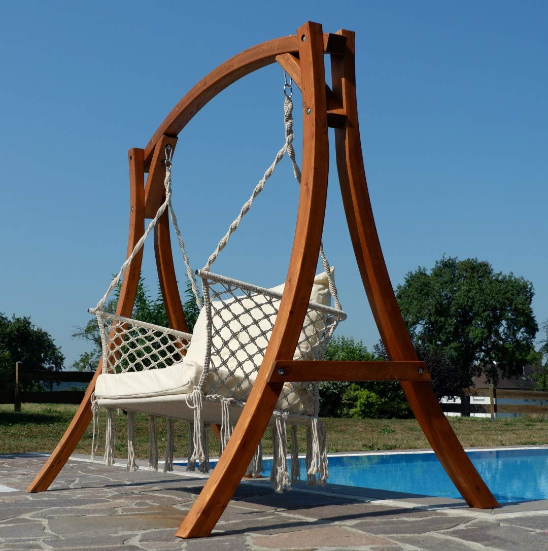 ALEOS. Design Hollywood Schaukel mit Sitzbank Waikiki aus Holz Lärche von AS-S